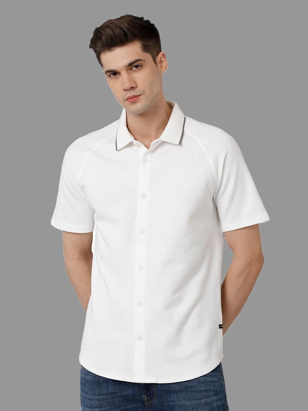 Voi Jeans Men White Classic Opaque Casual Shirt