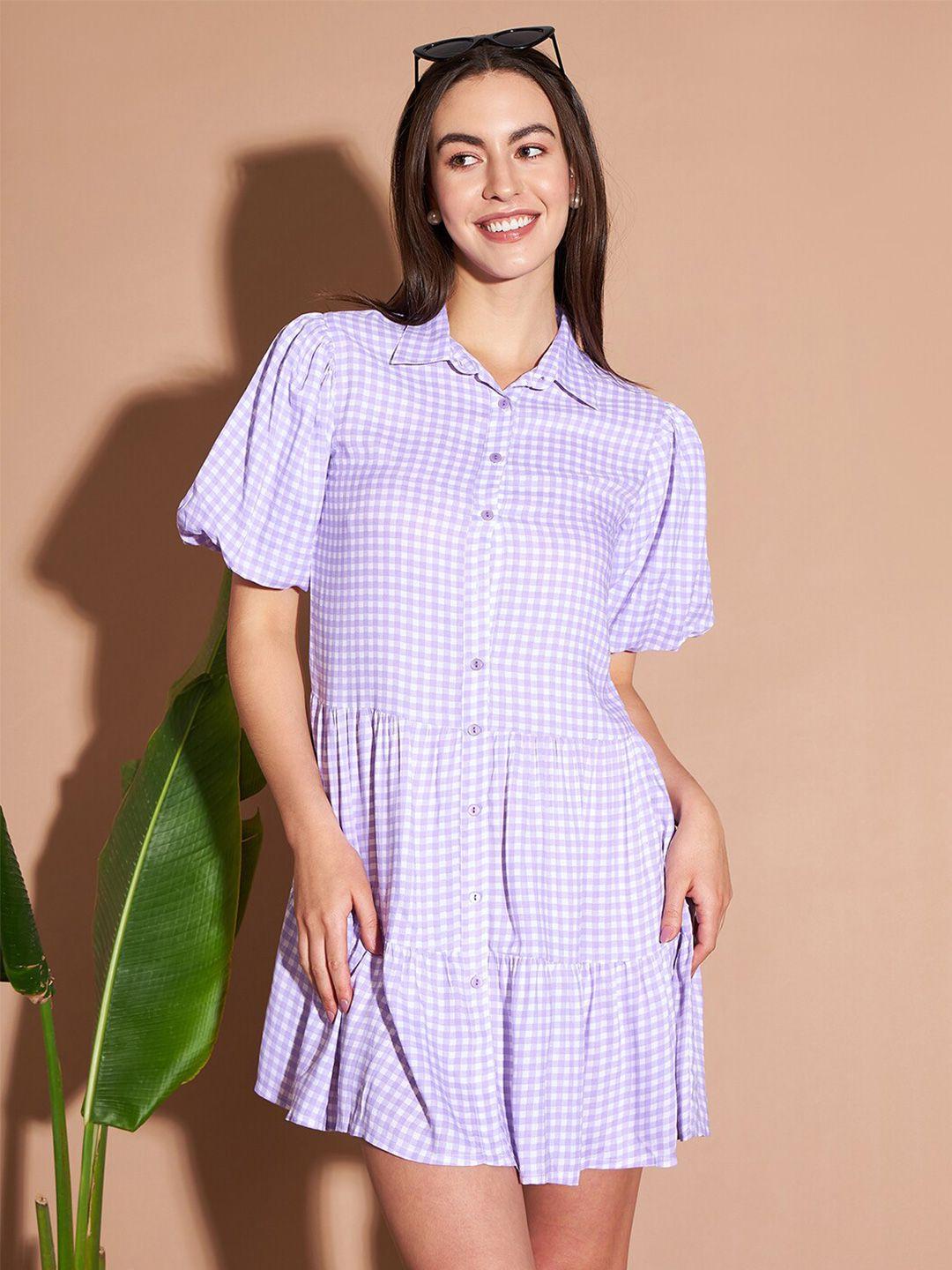 marie-claire-lavender-checked-puff-sleeves-cotton-shirt-dress