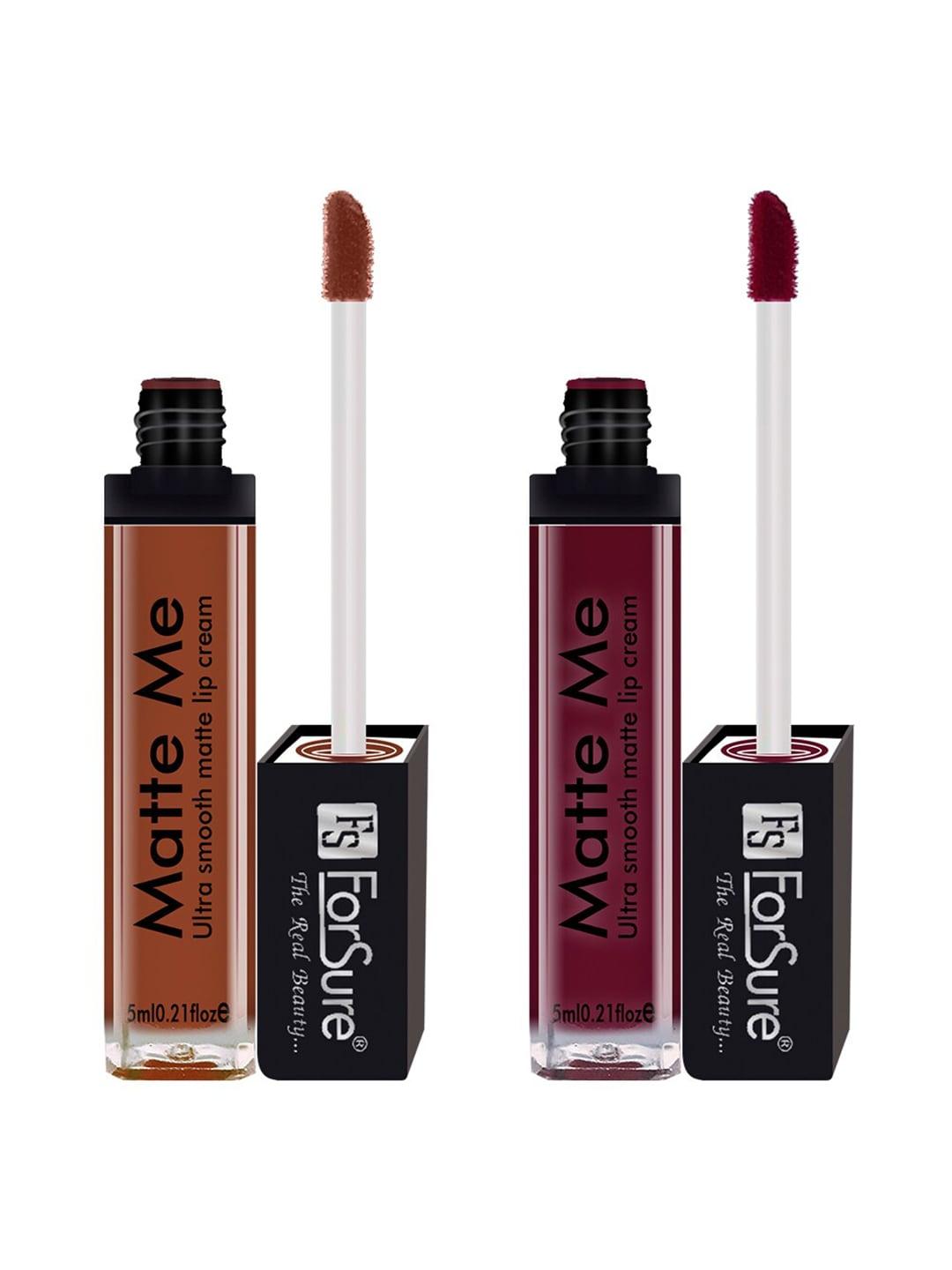ForSure Set of 2 Matte Me Ultra Smooth Liquid Lip Cream 5 ml Each - Rust Brown & Ruby Red