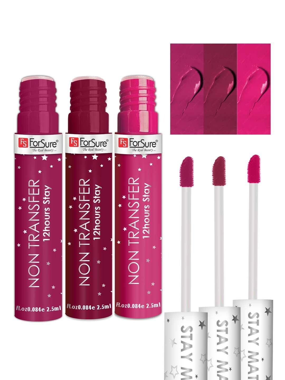 ForSure Set of 3 Stay Matte Non Transfer 12 Hours Stay Liquid Lipstick - 2.5ml Each