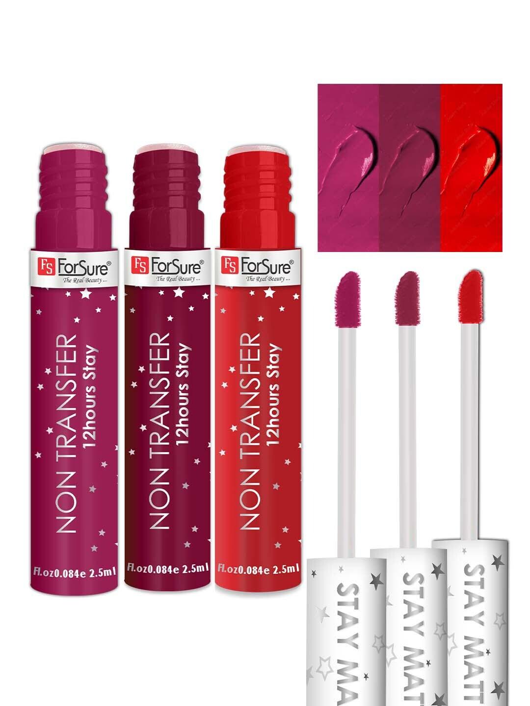 ForSure Set of 3 Stay Matte Non Transfer 12 Hours Stay Liquid Lipstick - 2.5ml Each