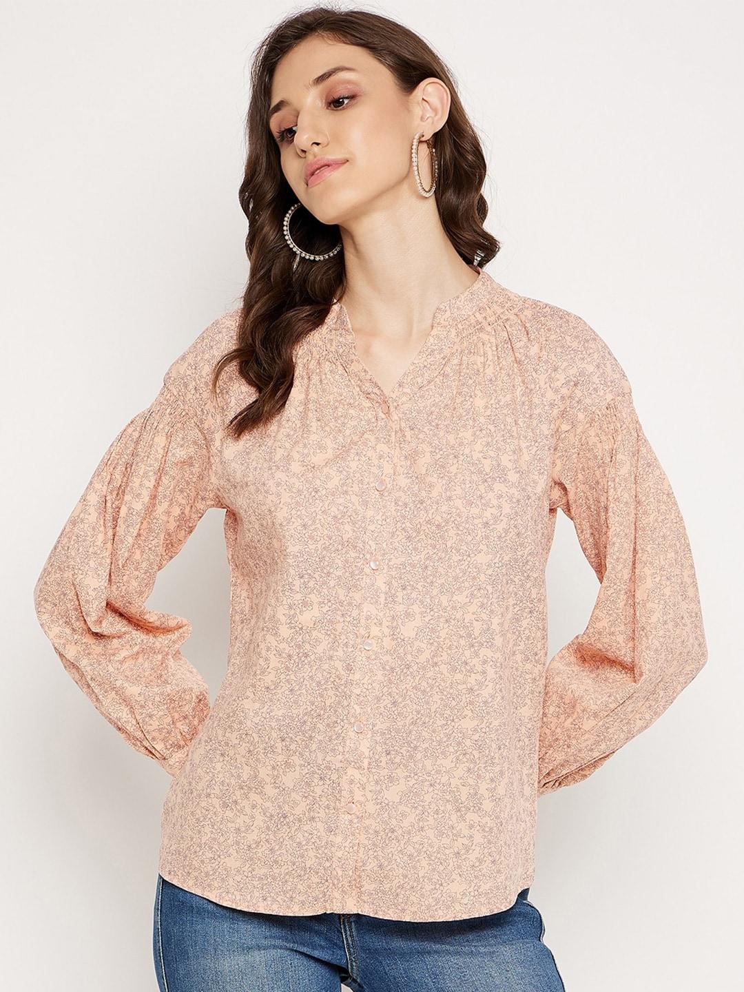 madame-floral-printed-mandarin-collar-smocking-shirt-style-top