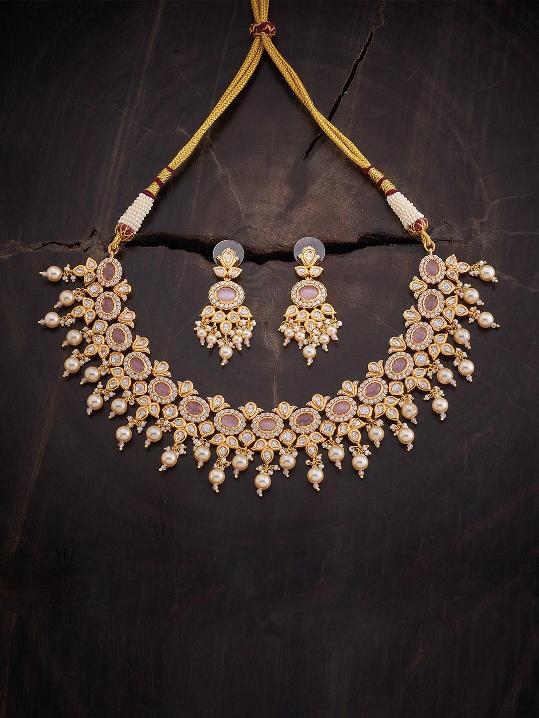 Kushal's Fashion Jewellery Gold-Plated CZ-Studded & Beaded Jewellery Set