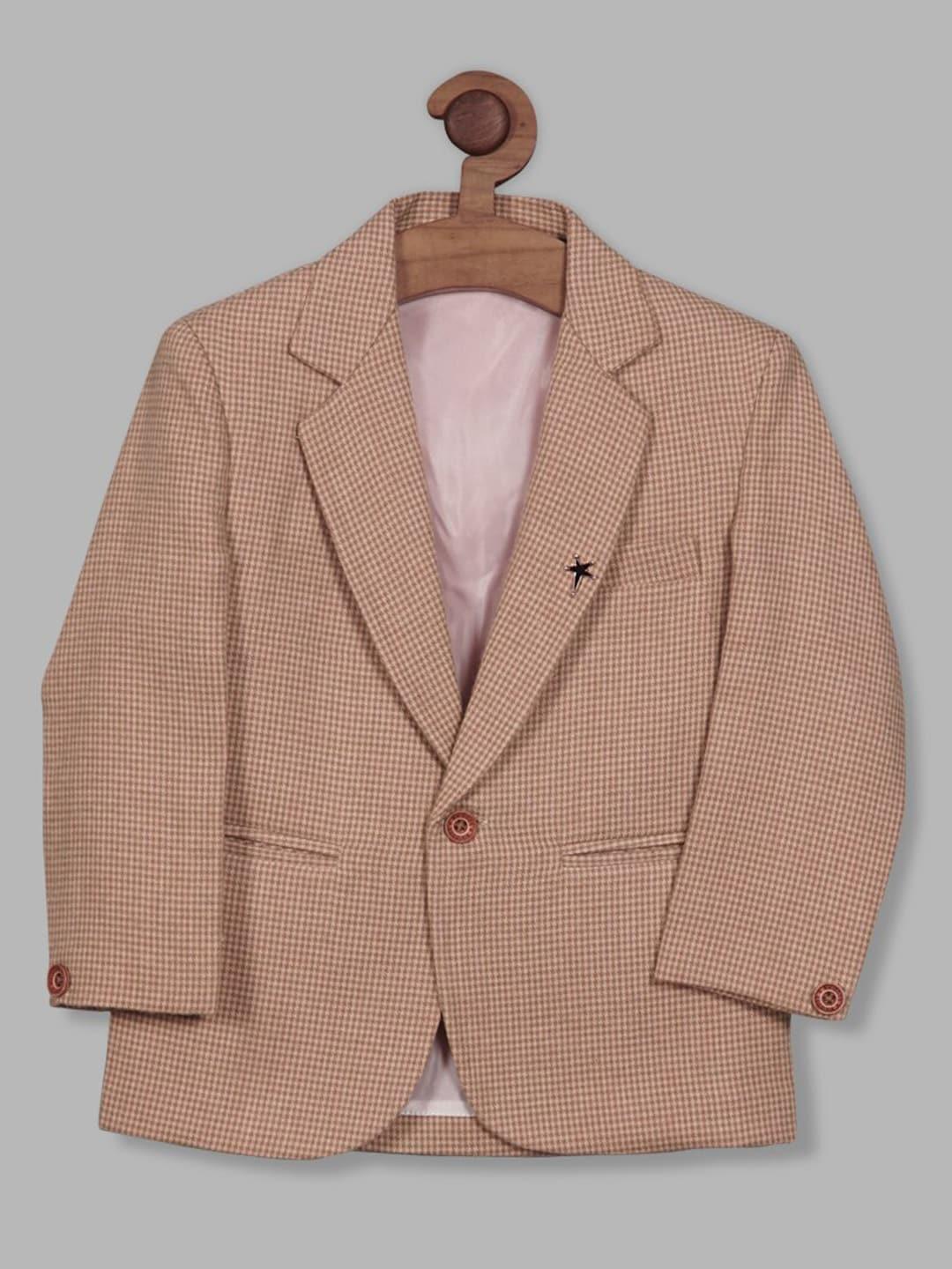 RIKIDOOS Boys Checkered Tailored-Fit Cotton Blazer
