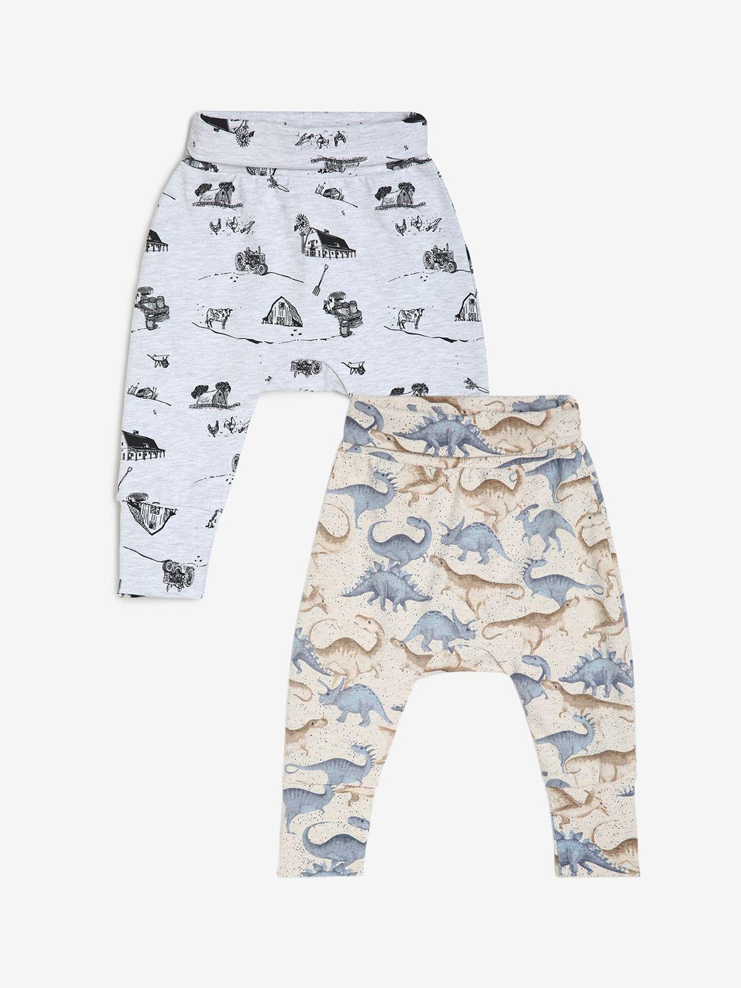 chayim-infants-pack-of-2-conversational-printed-mid-rise-plain-joggers