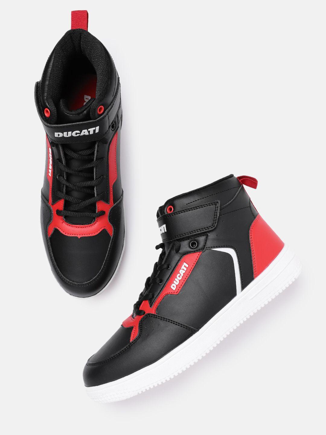 Ducati Men Mid-Top Colourblocked Sneakers with Perforated Detail