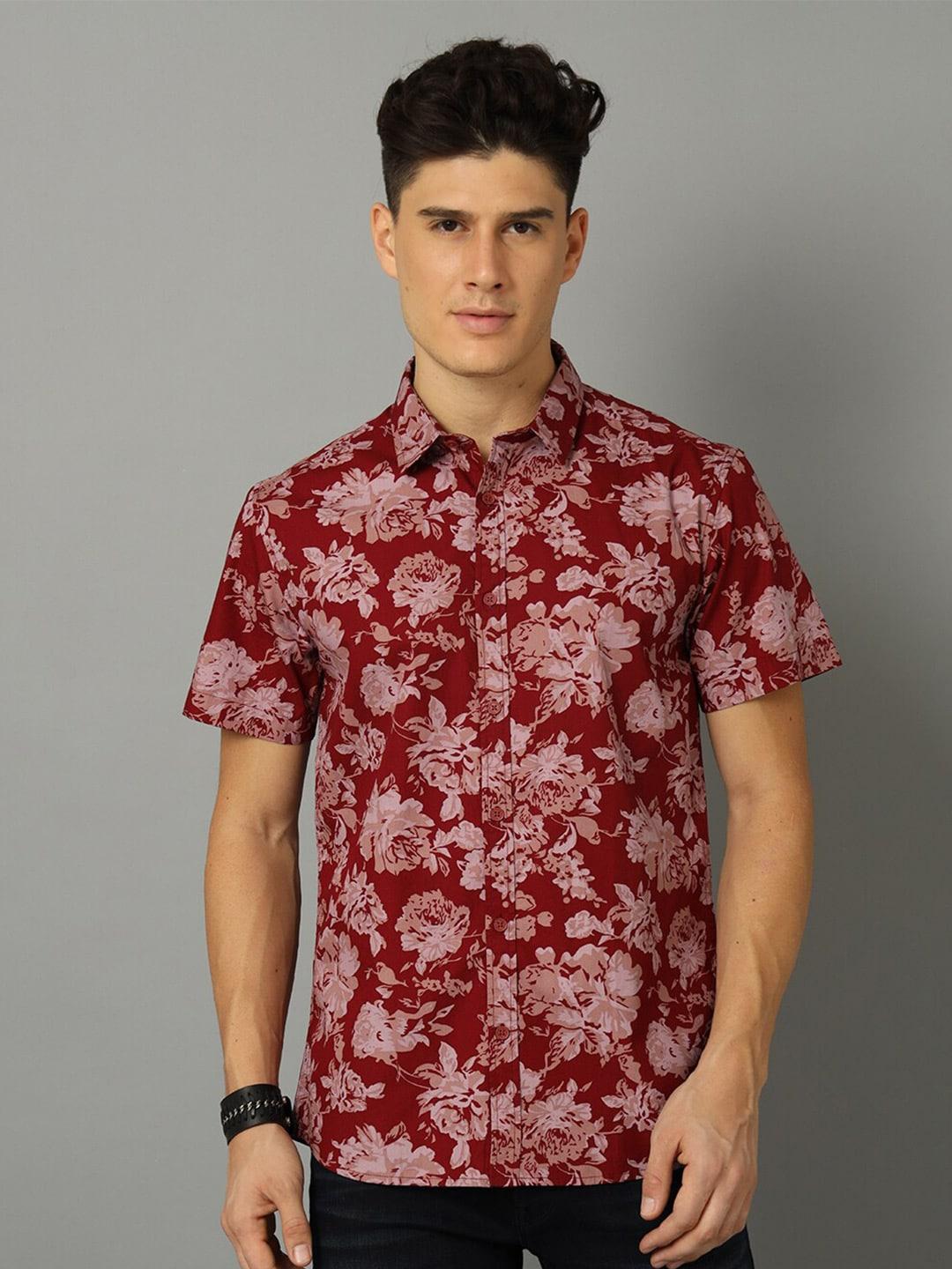 Voi Jeans Floral Printed Spread Collar Slim Fit Pure Cotton Casual Shirt