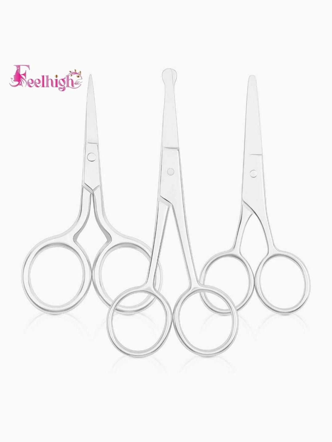 FEELHIGH Set Of 3 Curved & Rounded Multifunctional Facial Hair Scissors