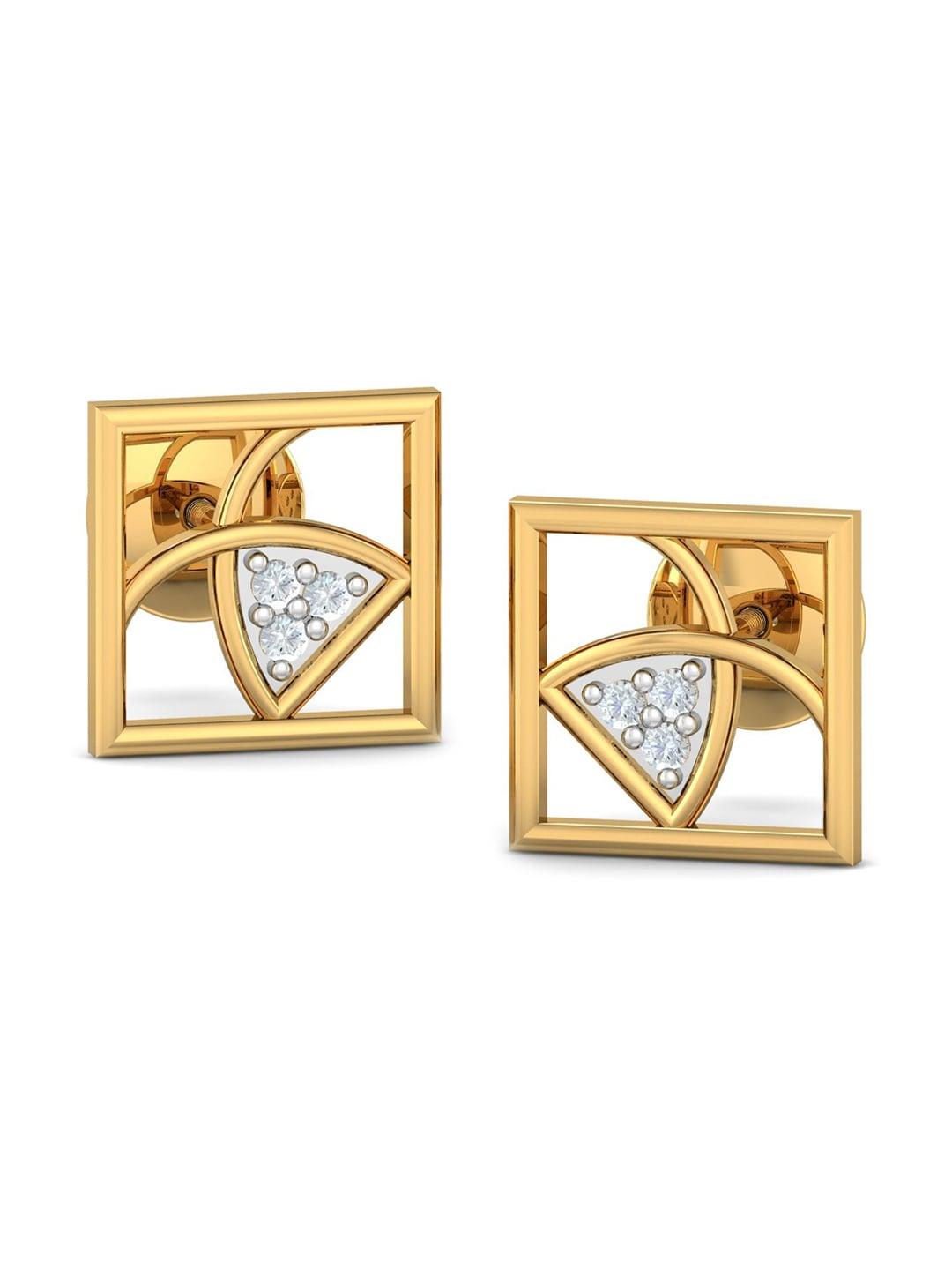 KUBERBOX 18KT Gold Diamond-Studded Stud Earrings- 1.79 gm