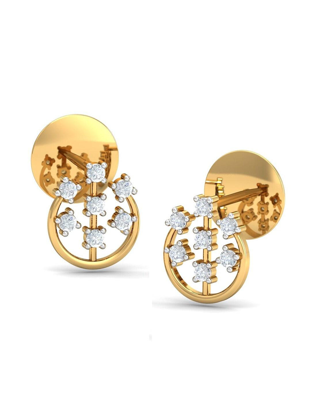 KUBERBOX Floral Charm 18KT Gold Diamond-Studded Earrings- 1.8 gm