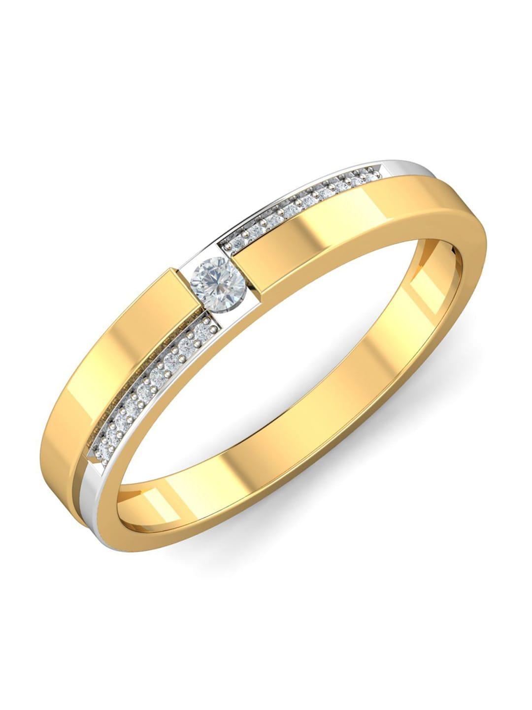 KUBERBOX Clio 18KT Gold Diamond-Studded Couple Band Ring 2.92gm