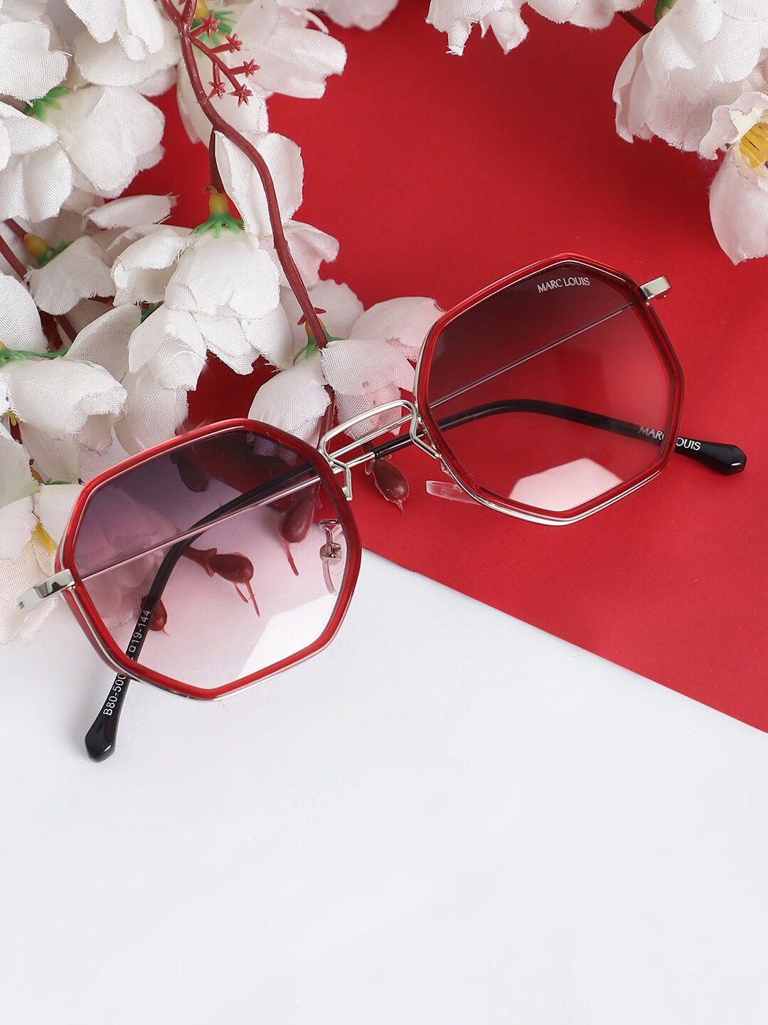 MARC LOUIS Square Sunglasses with UV Protected Lens MARC LOUIS B80-500 SILVER RED SG