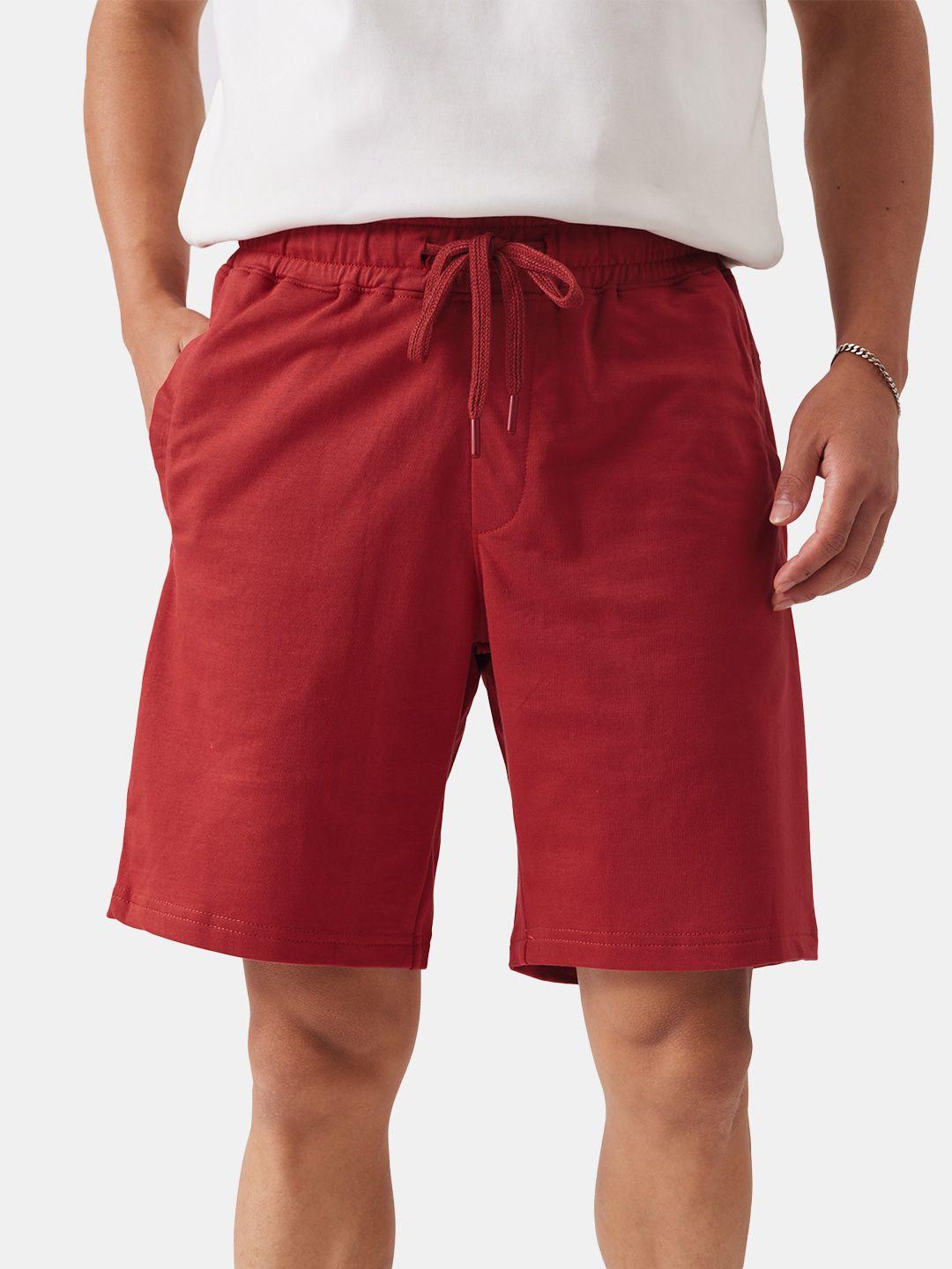 The Souled Store Men Red Mid-Rise Shorts