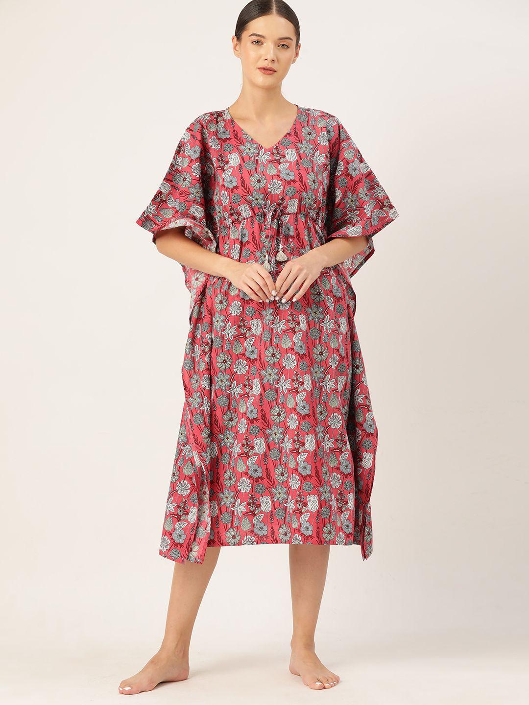 etc-women-floral-printed-pure-cotton-midi-kaftan-nightdress