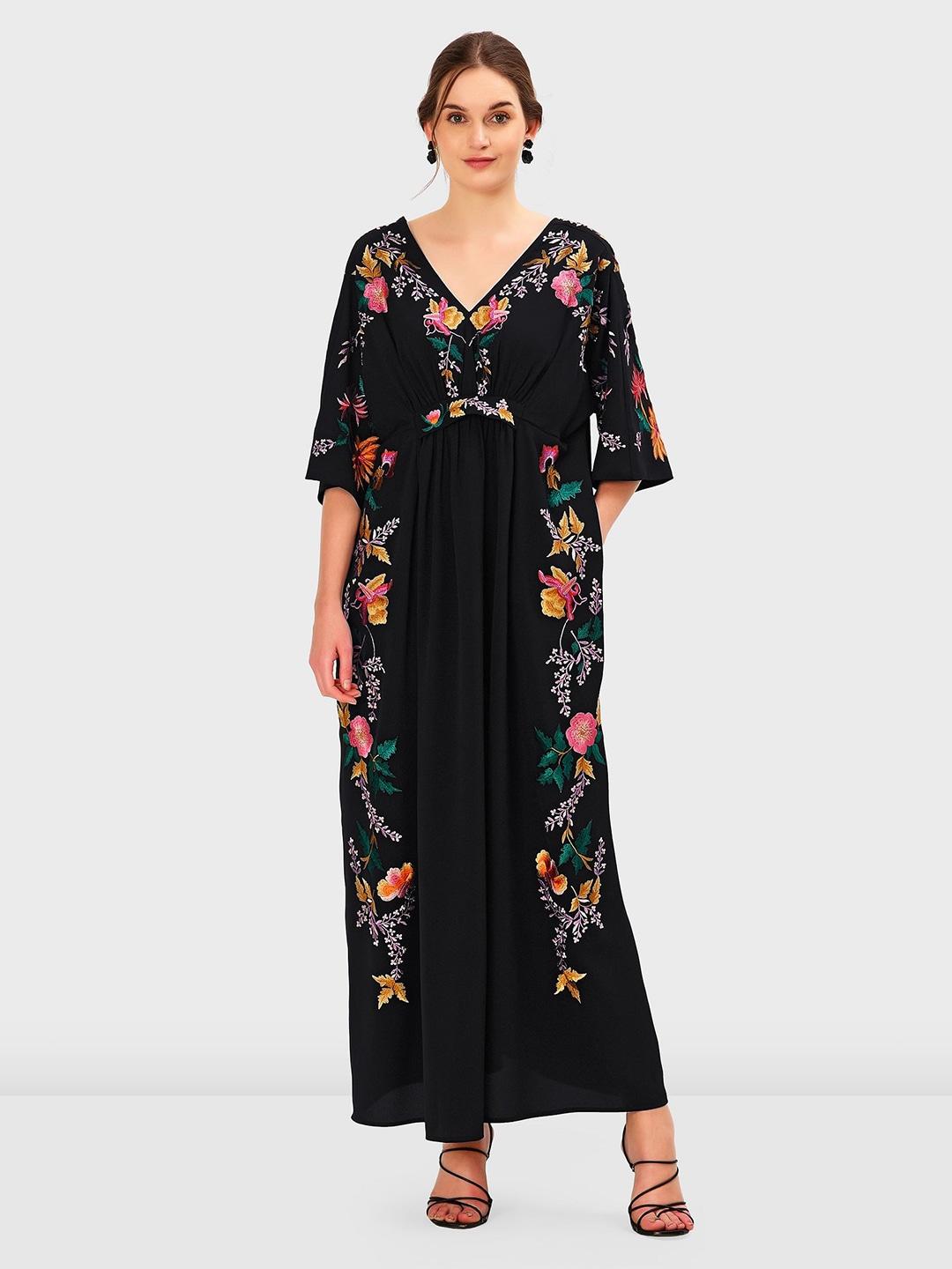 zapelle-floral-printed-flared-sleeves-gathered-kaftan-dress