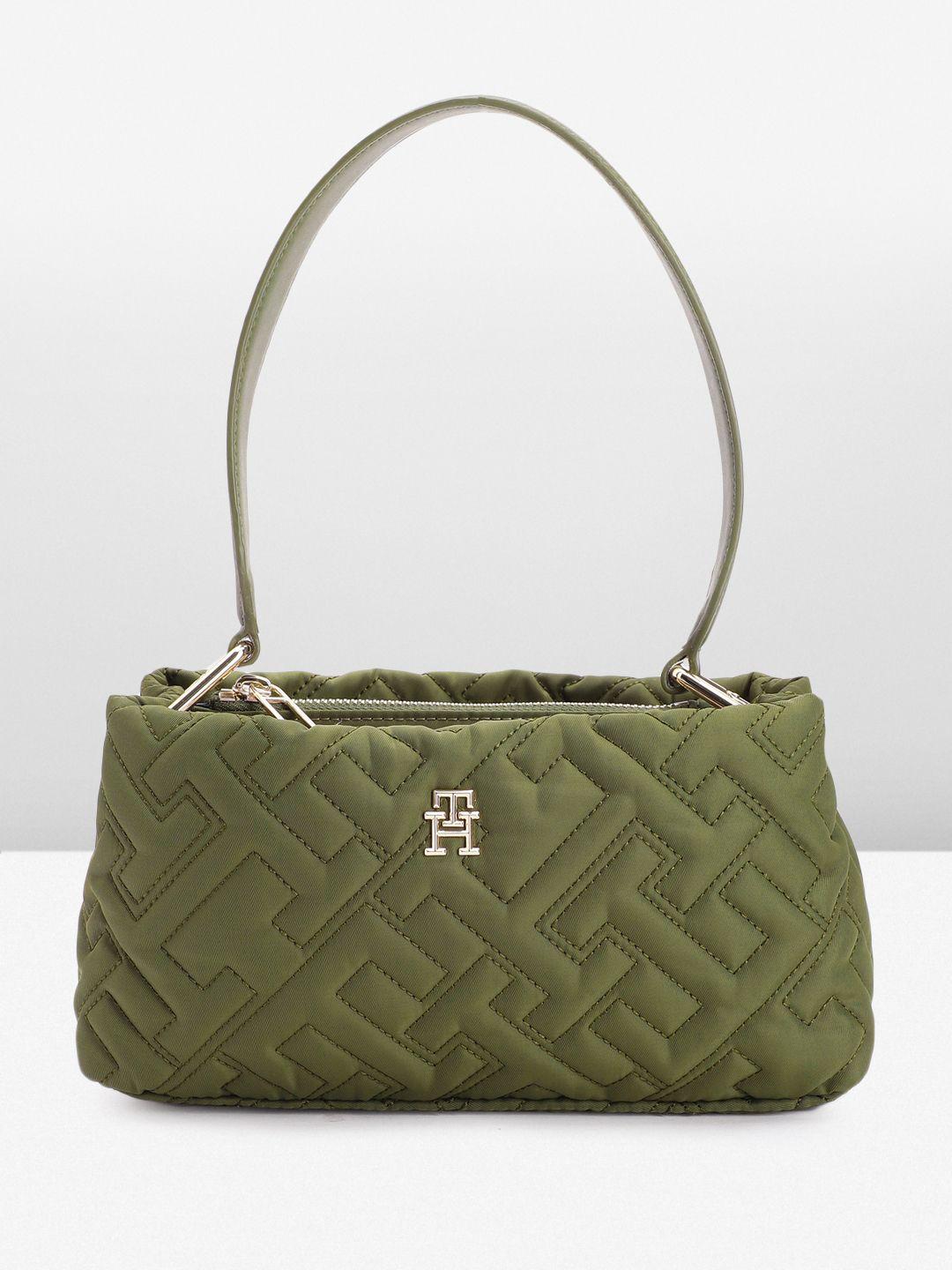 Tommy Hilfiger Brand Logo Textured Structured Handheld Bag