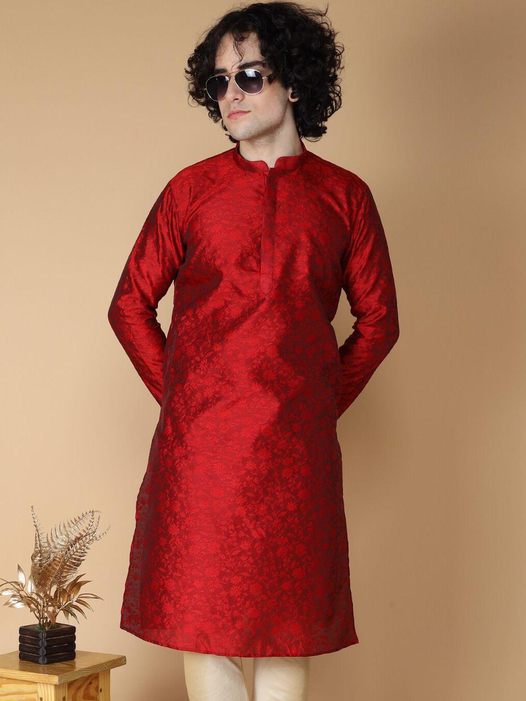 namaskar-floral-woven-design-mandarin-collar-kurta