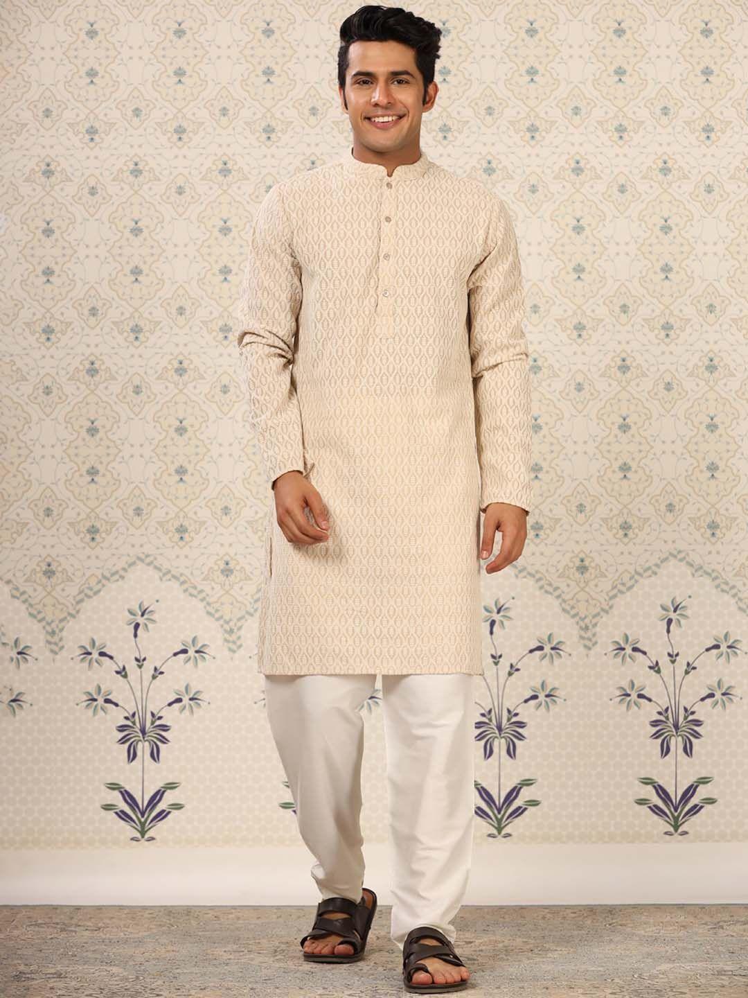 Ode by House of Pataudi Ethnic Motifs Embroidered Kurta