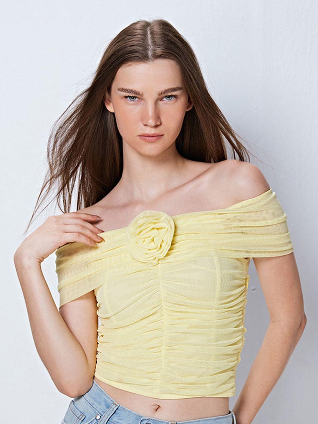 cover-story-yellow-off-shoulder-net-bardot-crop-top