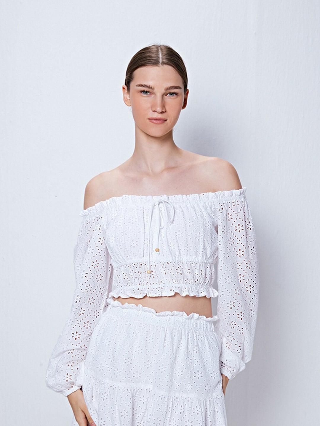 cover-story-white-striped-off-shoulder-puff-sleeve-cotton-schiffli-bardot-crop-top