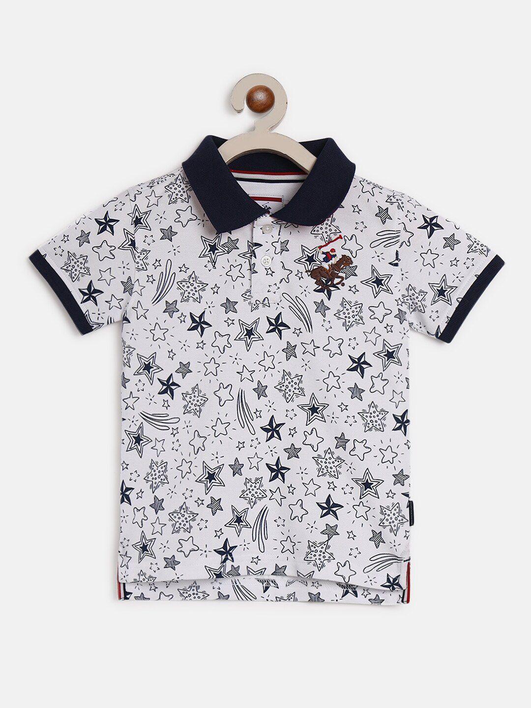 Beverly Hills Polo Club Boys Conversational Printed Polo Collar Pure Cotton T-shirt