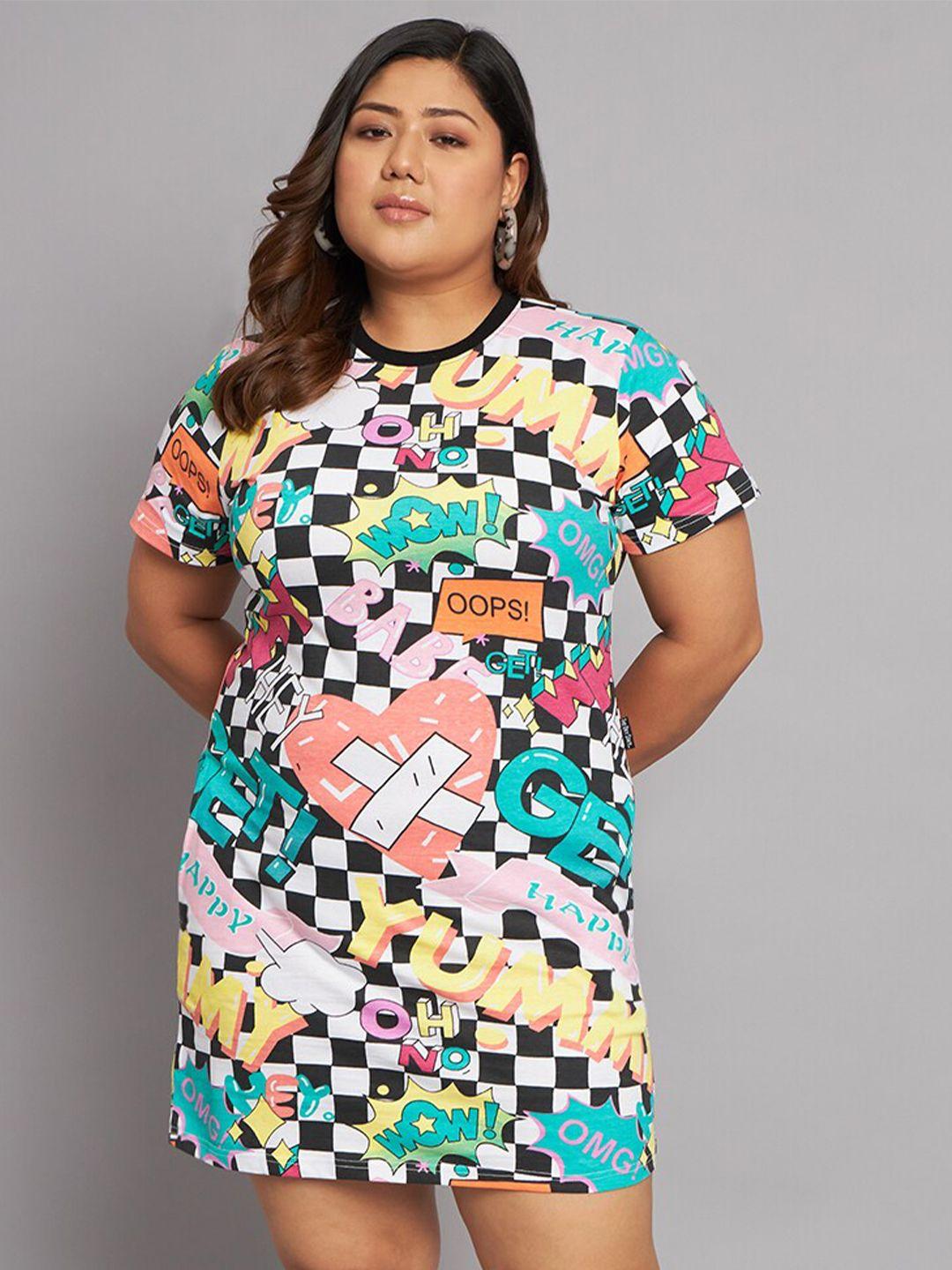 BEYOUND SIZE - THE DRY STATE Plus Size Graphic Printed Cotton T-shirt Dress