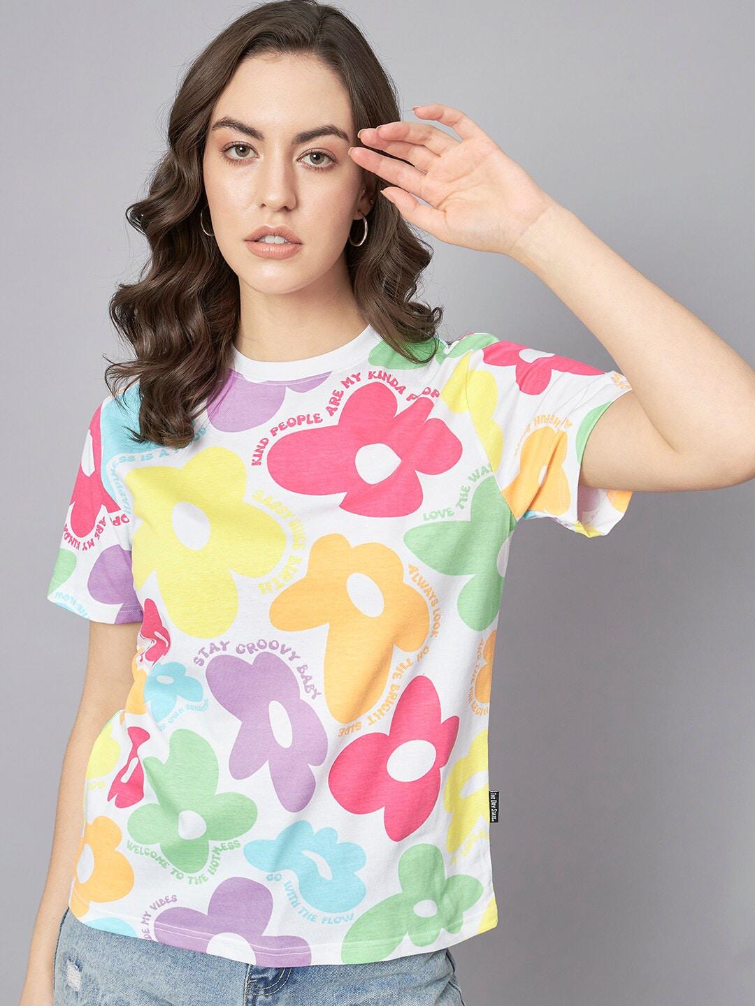 the-dry-state-white-&-pink-floral-printed-loose-cotton-t-shirt