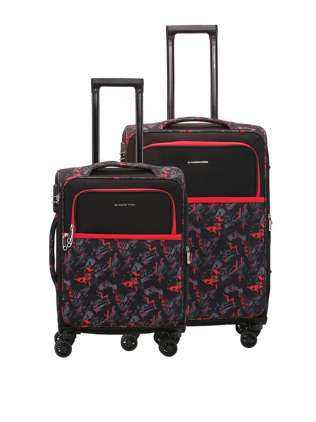 Nasher Miles Unisex Set Of 2 Printed Soft-Sided Cabin & Medium Trolley Suitcase