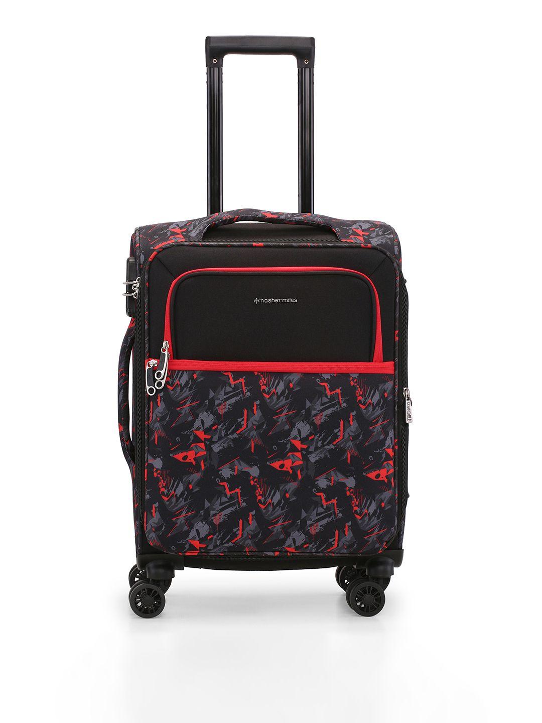 Nasher Miles Unisex Printed Water Resistant Soft-Sided Small Trolley Suitcase