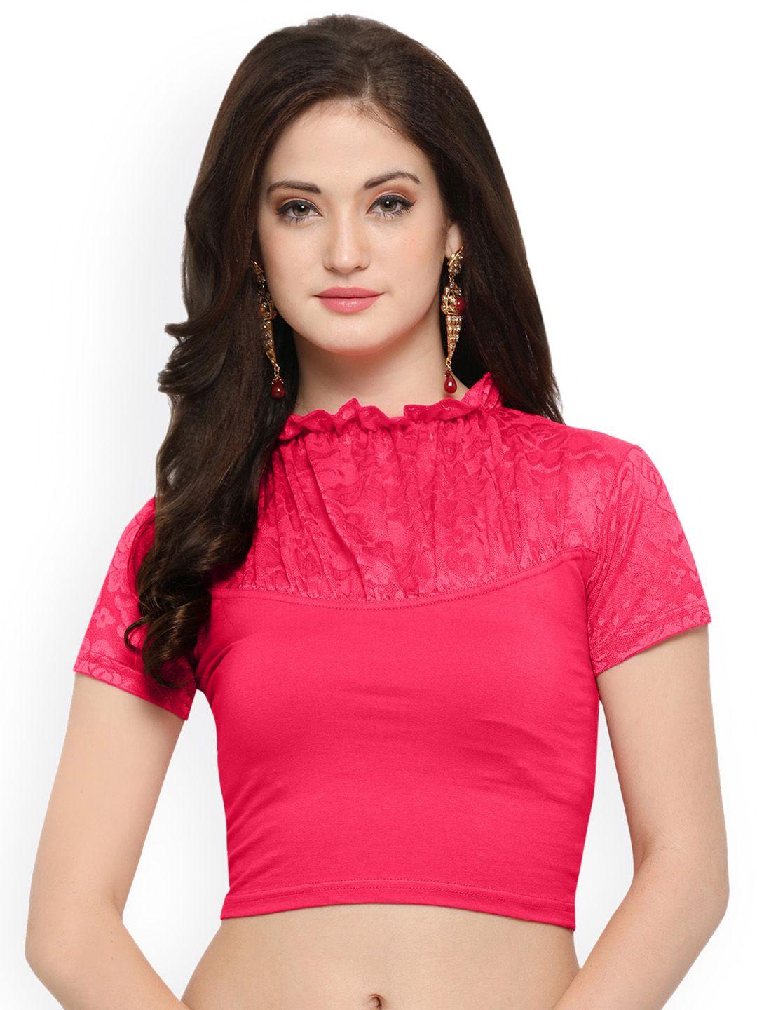 janasya-pink-cotton-lycra-saree-blouse