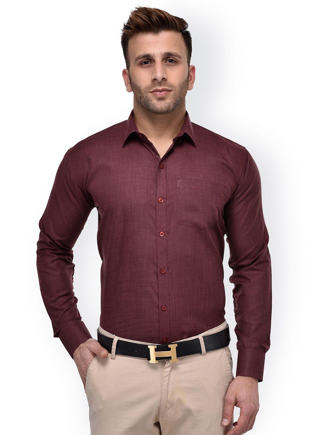 hangup-men-maroon-regular-fit-solid-formal-shirt