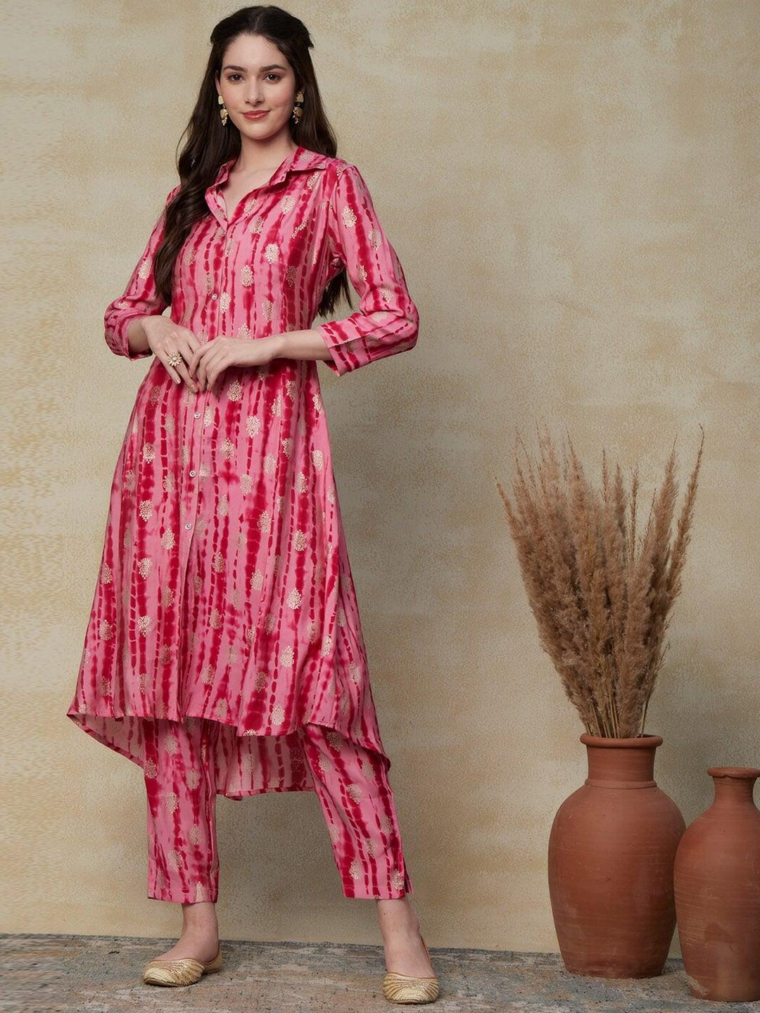 FASHOR Ethnic Motifs Printed A-Line Kurta With Trousers
