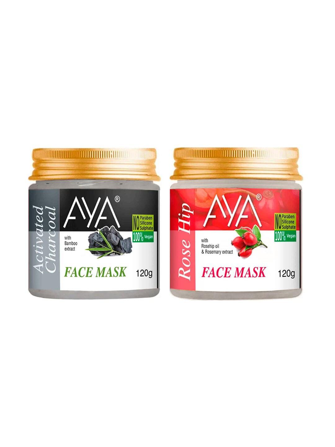 AYA Set Of 2 Activated Charcoal & Rosehip Face Mask 120 g Each
