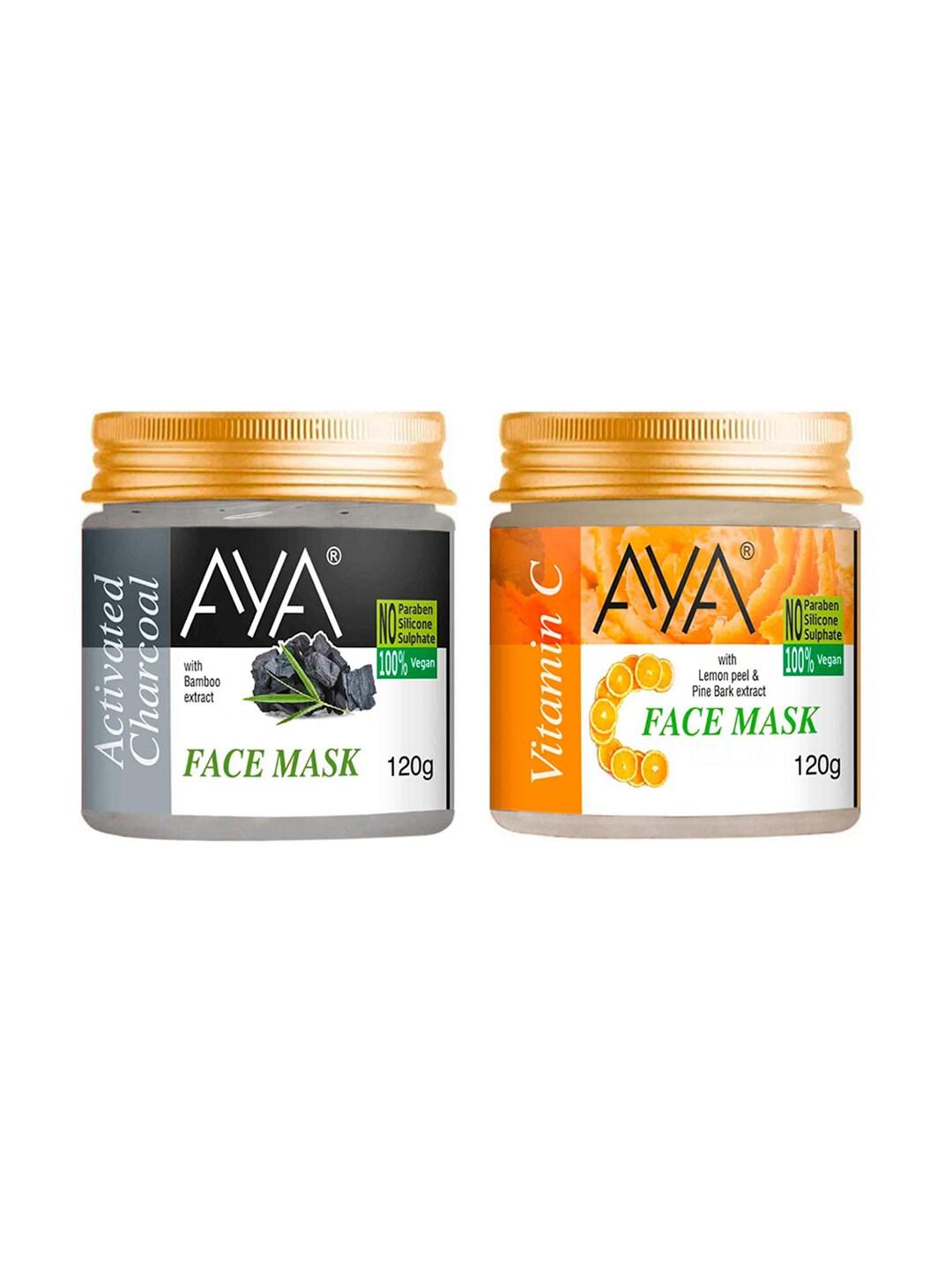 AYA Set Of 2 Activated Charcoal & Vitamin C Face Mask 120 g Each