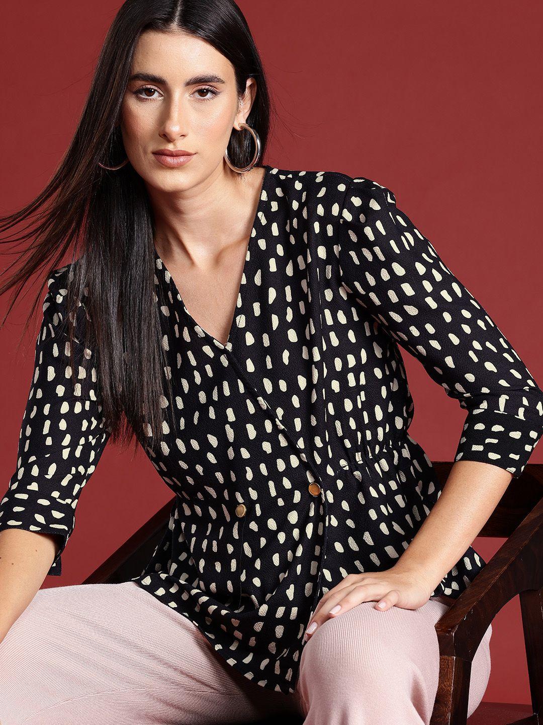 all about you Polka Dots Print Wrap Style Top
