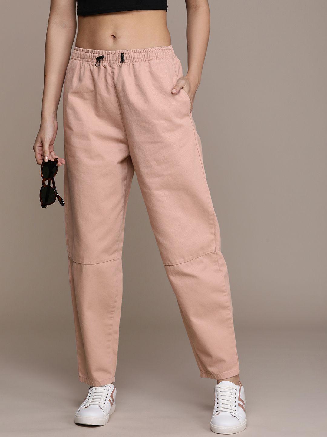 the-roadster-life-co.-women-pure-cotton-pleated-mid-rise-trousers