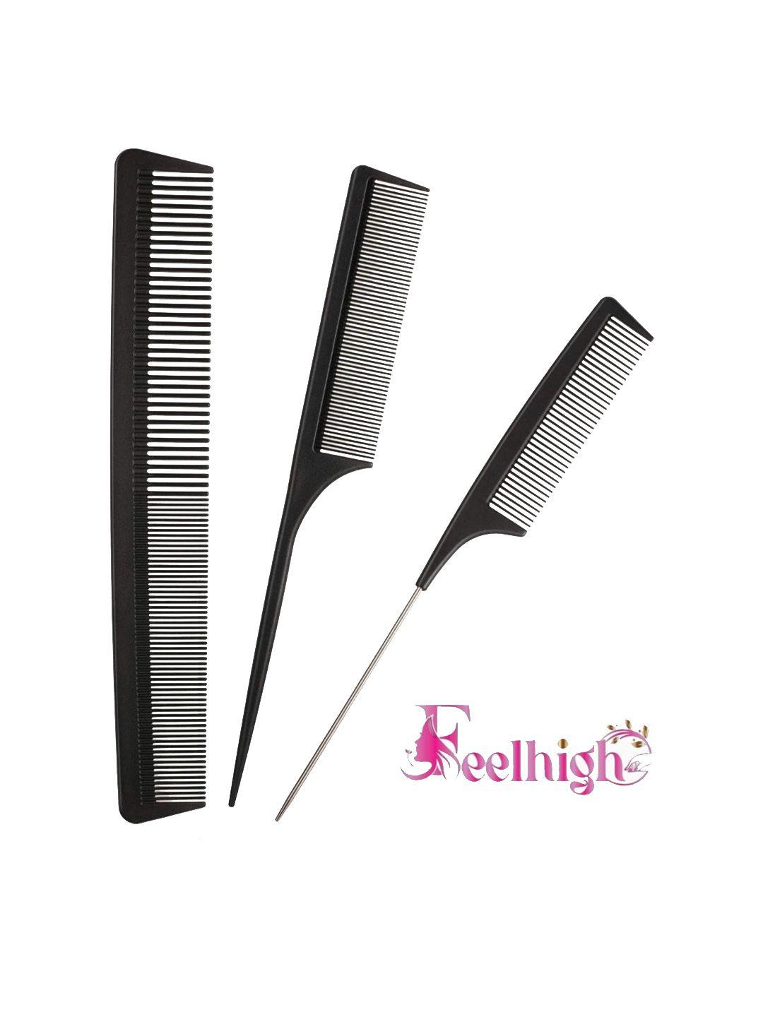 feelhigh-set-of-3-carbon-fiber-barber-hair-cutting-&-styling-combs---black