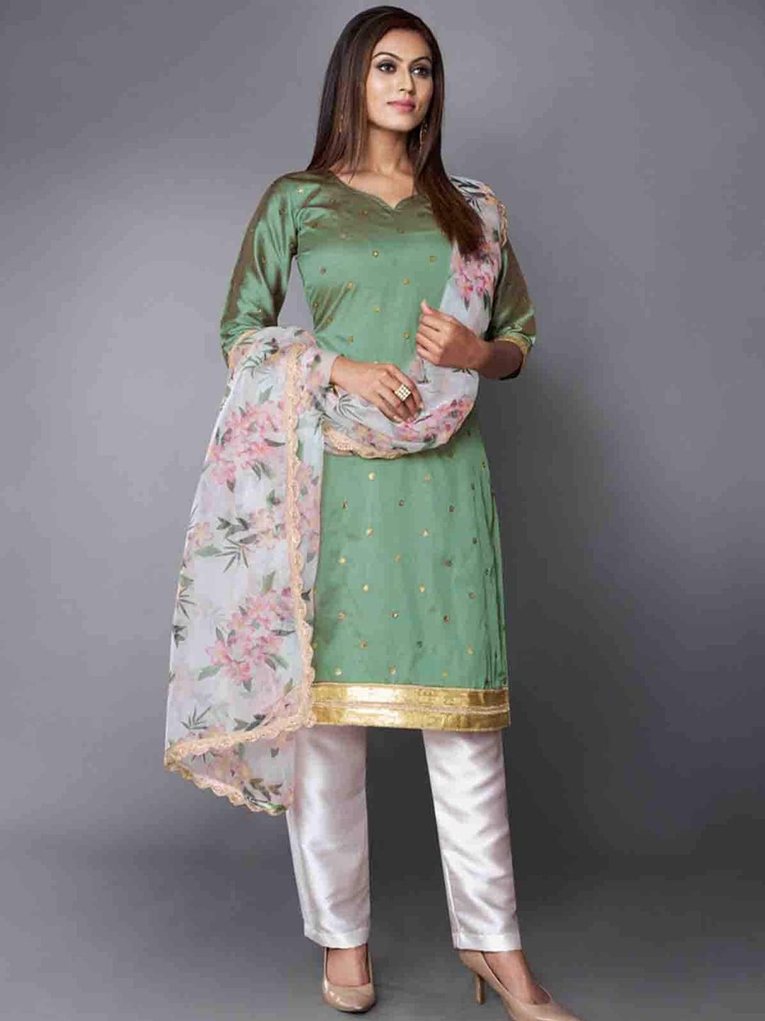 ODETTE Sequinned Embellished Kurta with Trousers & With Dupatta