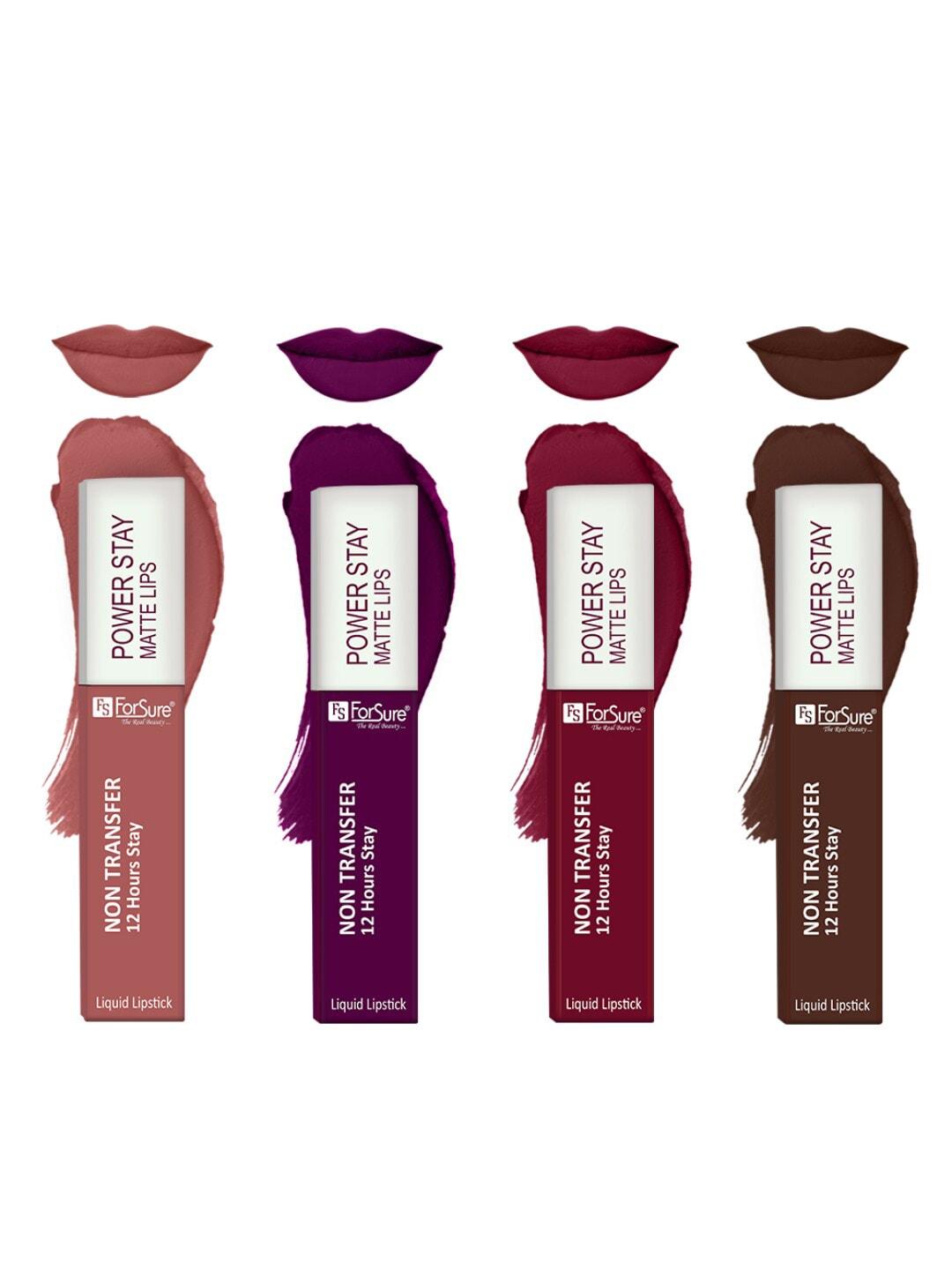 ForSure Set Of 4 Power Stay Liquid Lipstick 5 ml Each - Shade 03, 09, 16, 21