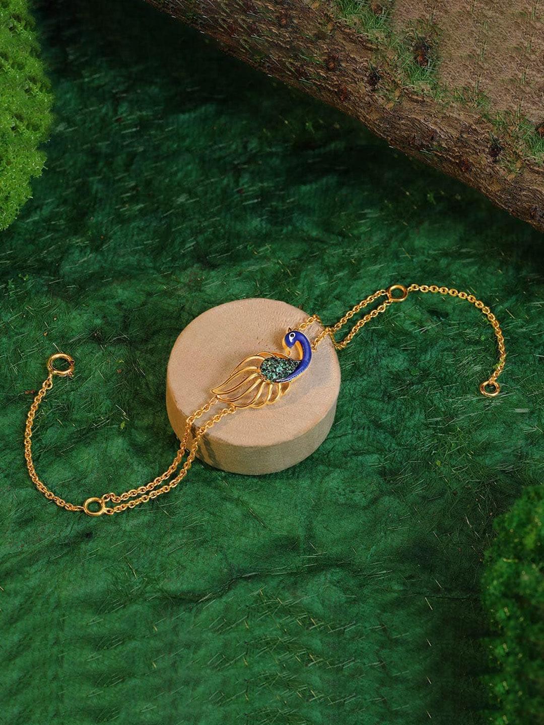 CANDERE A KALYAN JEWELLERS COMPANY Peacock 18KT (750) Gold Gemstone Bracelet-3.39gm