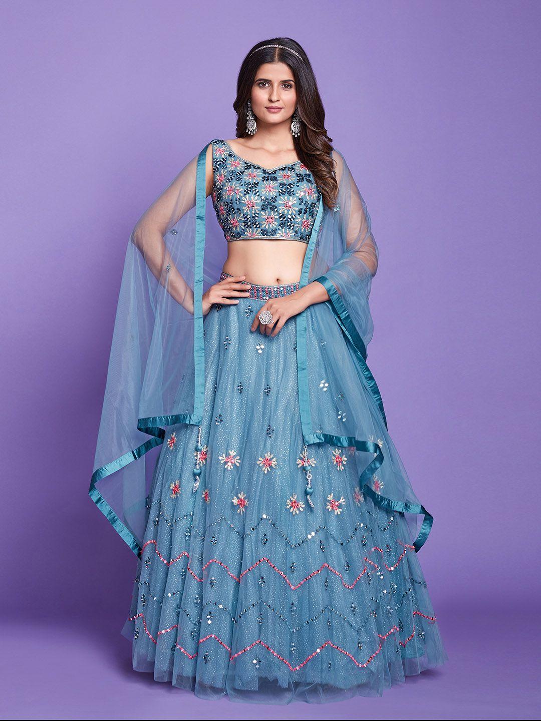 Fusionic Embroidered Thread Work Ready to Wear Lehenga & Blouse With Dupatta
