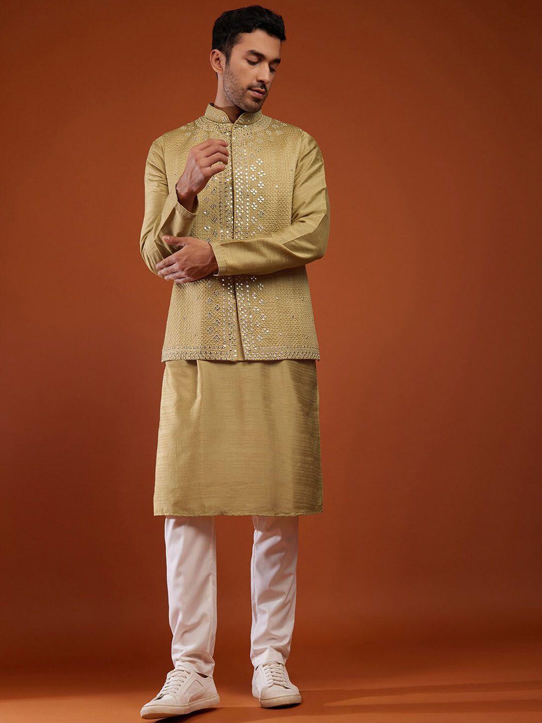 kalki-fashion-ethnic-motifs-embroidered-mirror-work-kurta-with-trousers-&-nehru-jacket