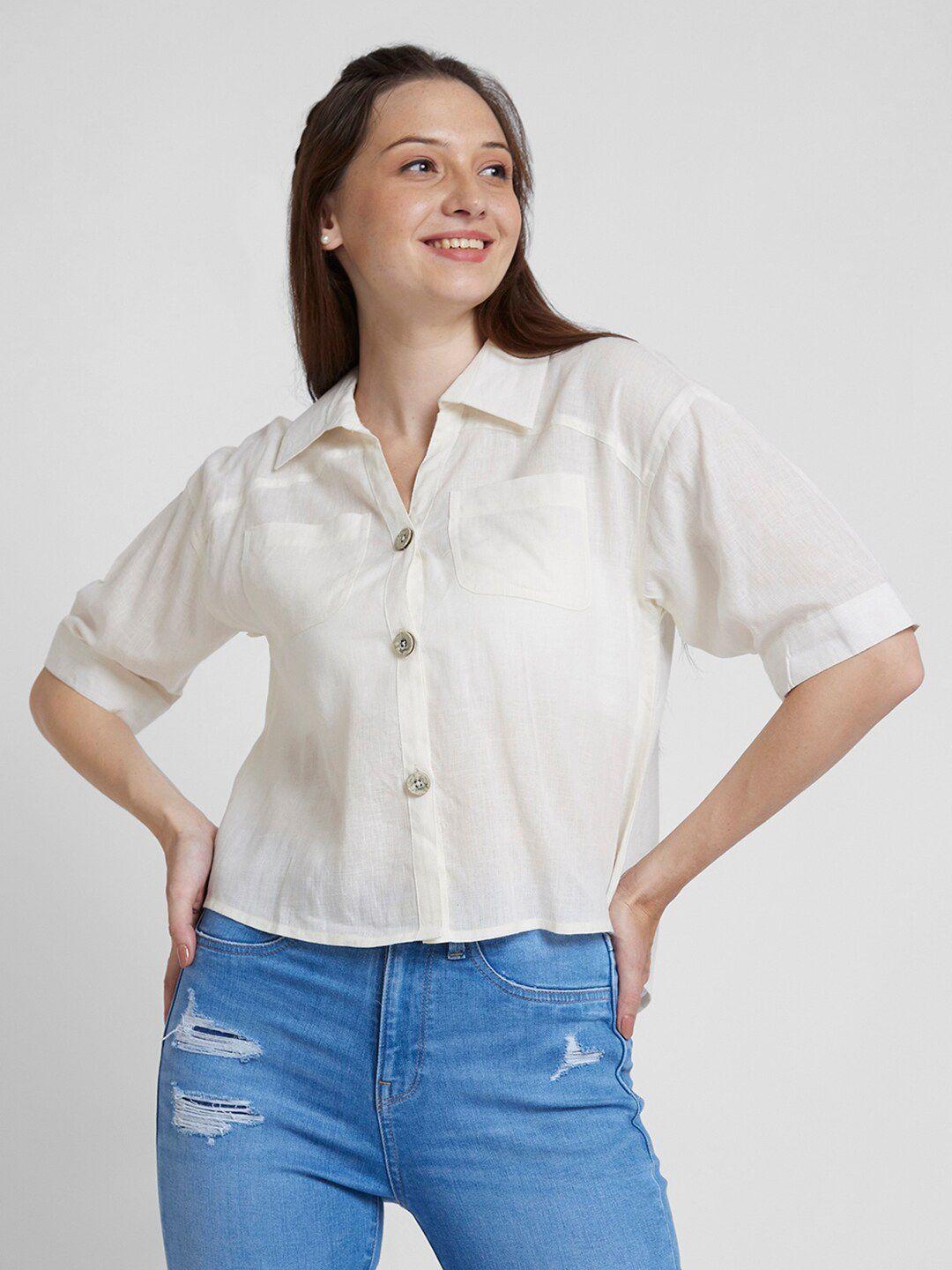 SPYKAR Classic Spread Collar Opaque Boxy Fit Linen Casual Shirt