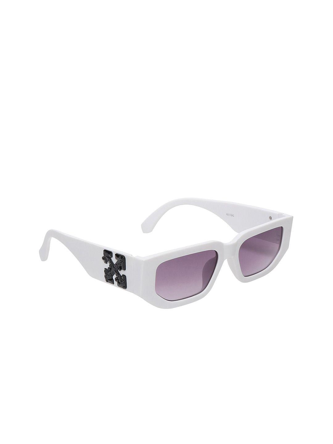 Swiss Design Unisex Purple Lens & White Square Sunglasses with UV Protected Lens