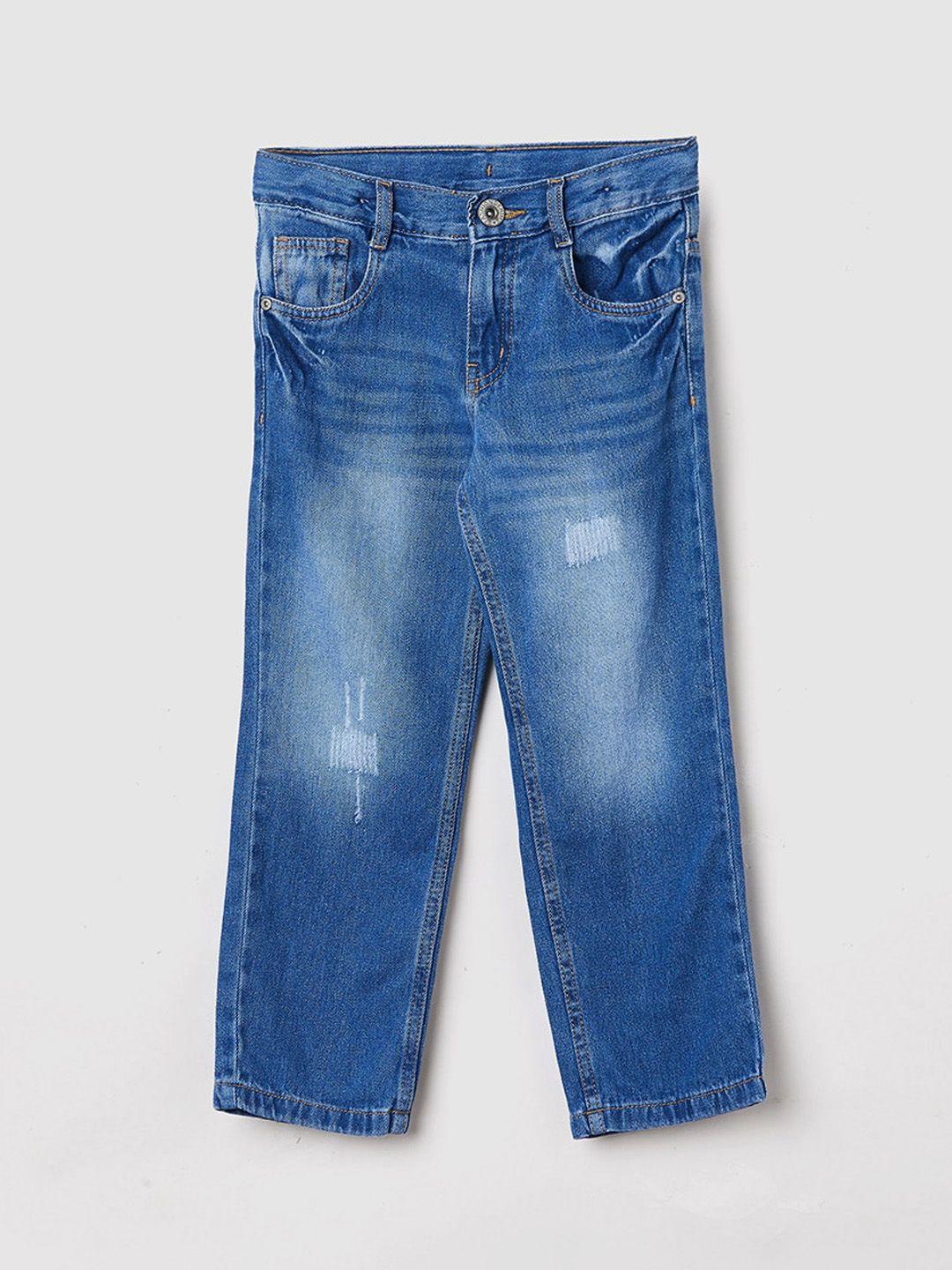 max Boys Low Distress Heavy Fade Pure Cotton Jeans