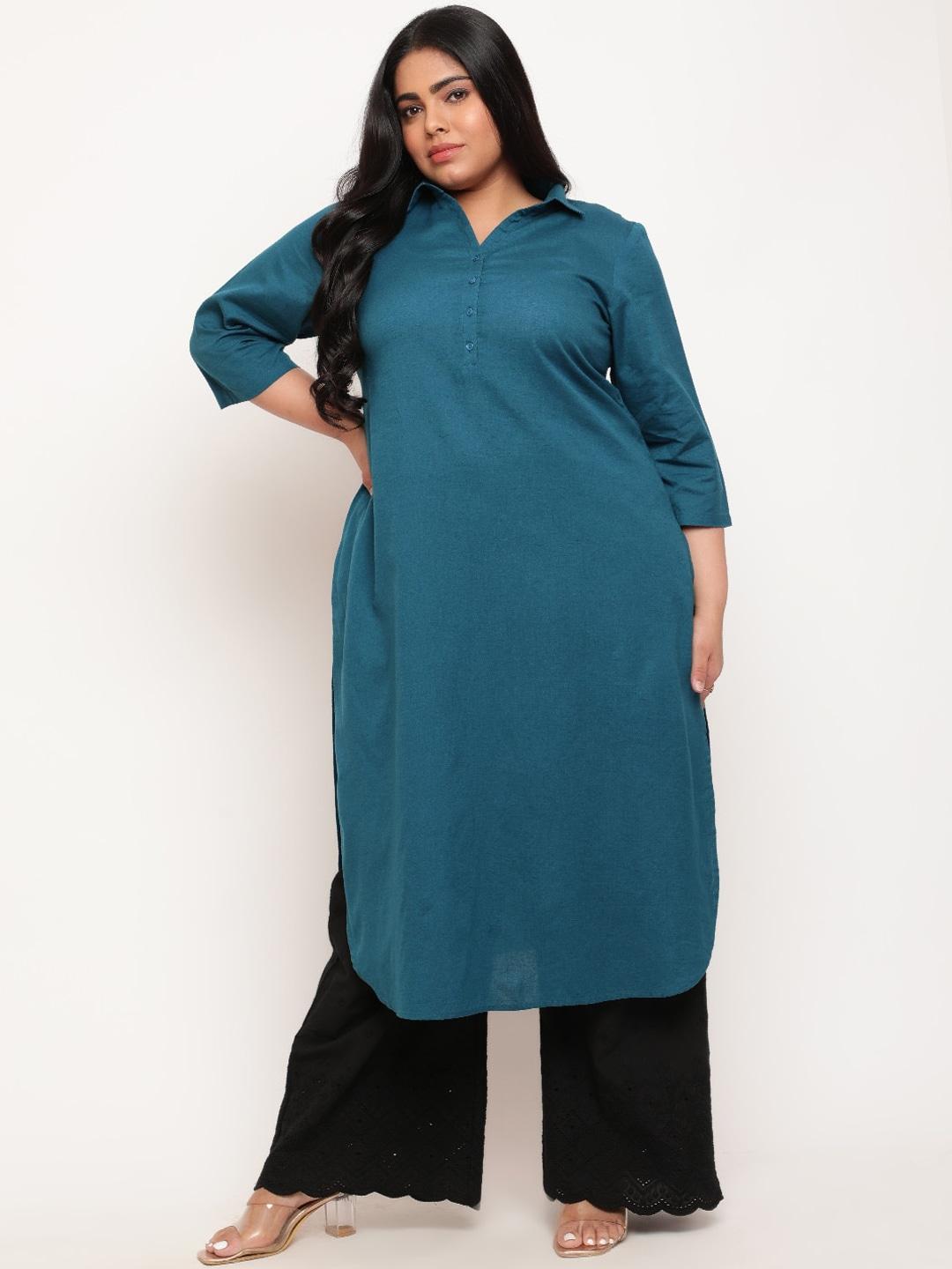 Amydus Plus Size Shirt Collar Cotton Linen Pathani Kurta