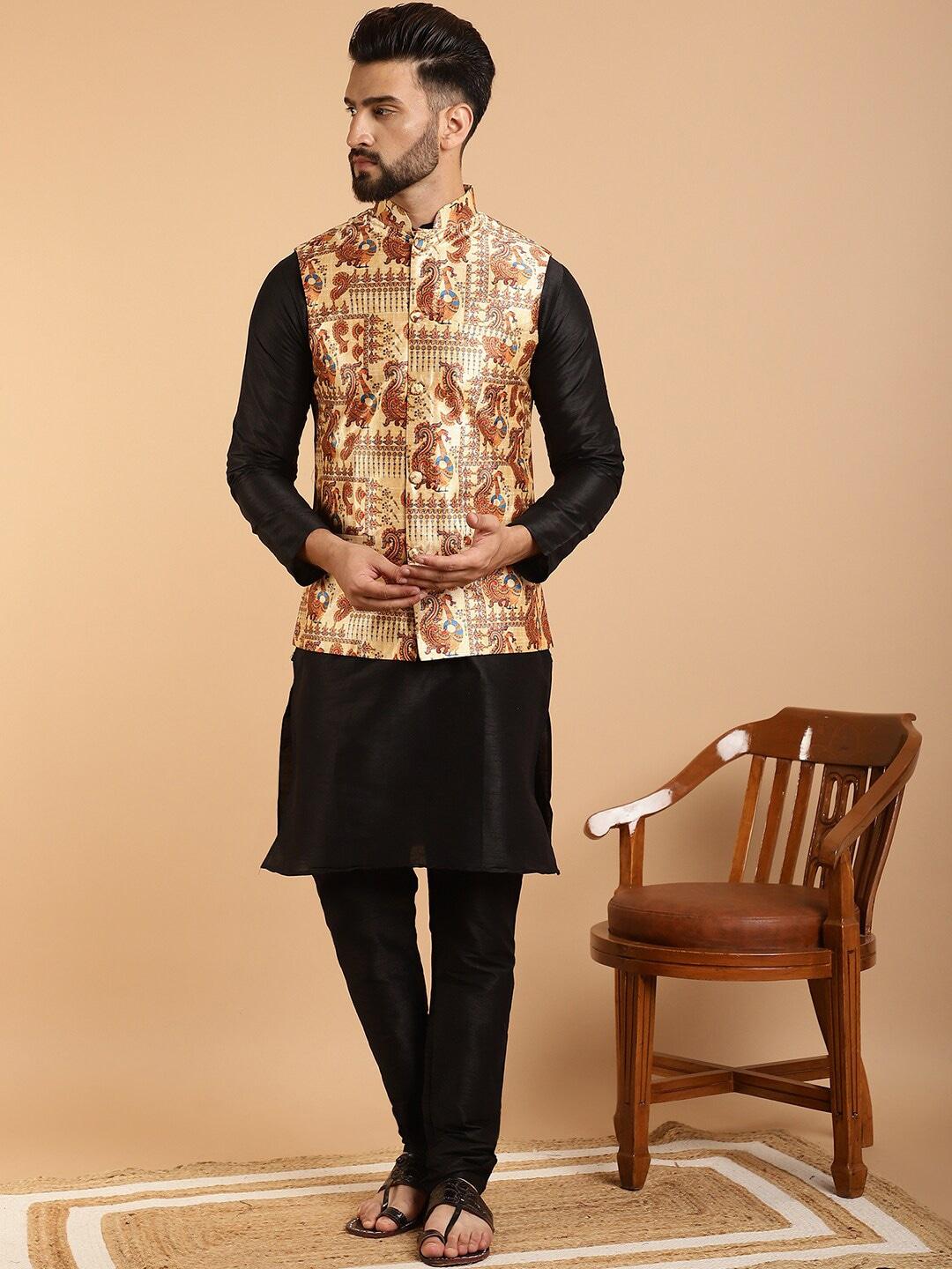 sojanya-ethnic-print-mandrain-collar-kurta-with-churidar-&-nehru-jacket