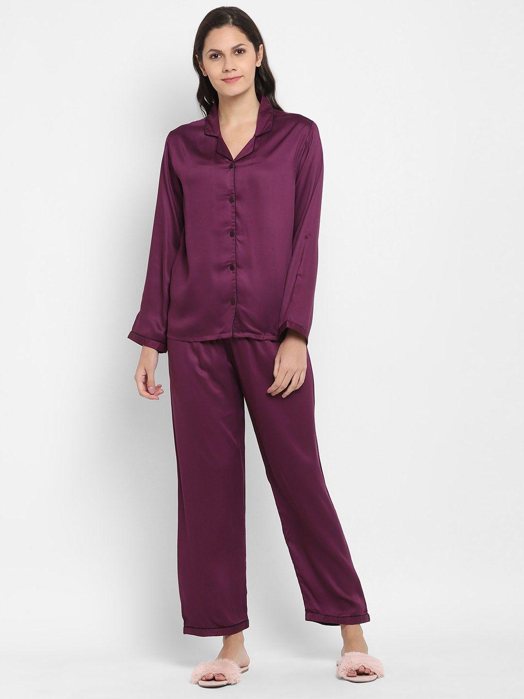shopbloom Lapel Collar Ultra Soft Satin Night suit