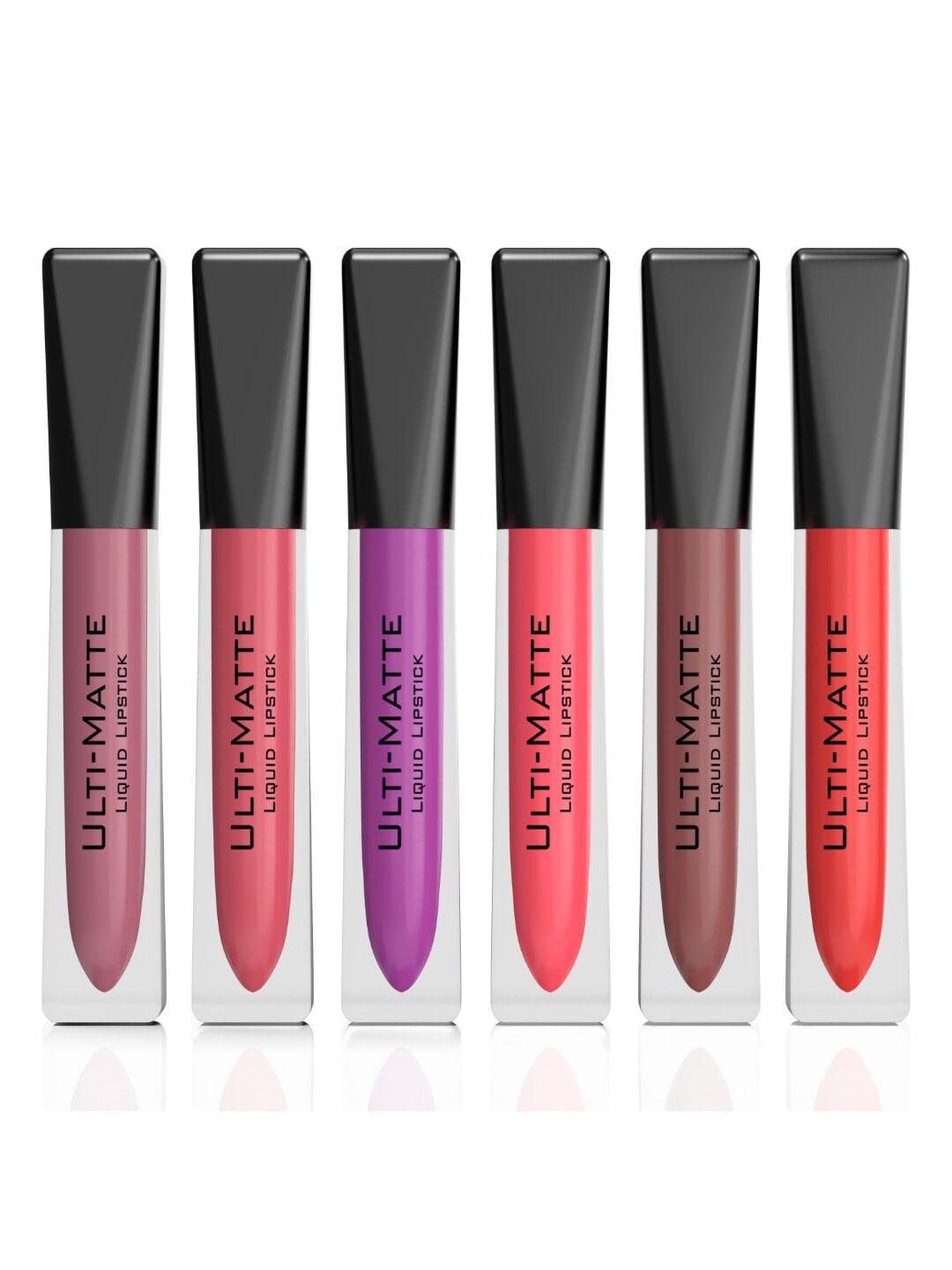 Bella Voste Set of 6 Ulti-Matte Liquid Lipsticks 3.7ml Each - Shade 01, 02, 07, 08, 13, 14