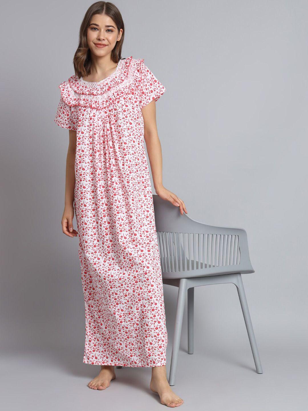 sephani-floral-printed-v-neck-pure-cotton-night-maxi-dress